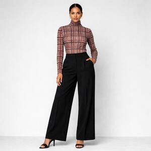 NWT Atoir Laura Worthington 004 Top Long Sleeve Mesh Mock Neck Pink Check M / 10